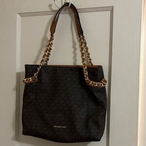 Michael Kors Dark Brown Tote with Chain Handles